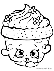 kolorowanka shopkins, babeczka