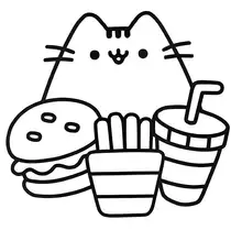 kolorowanka jedzenie, kot, pusheen